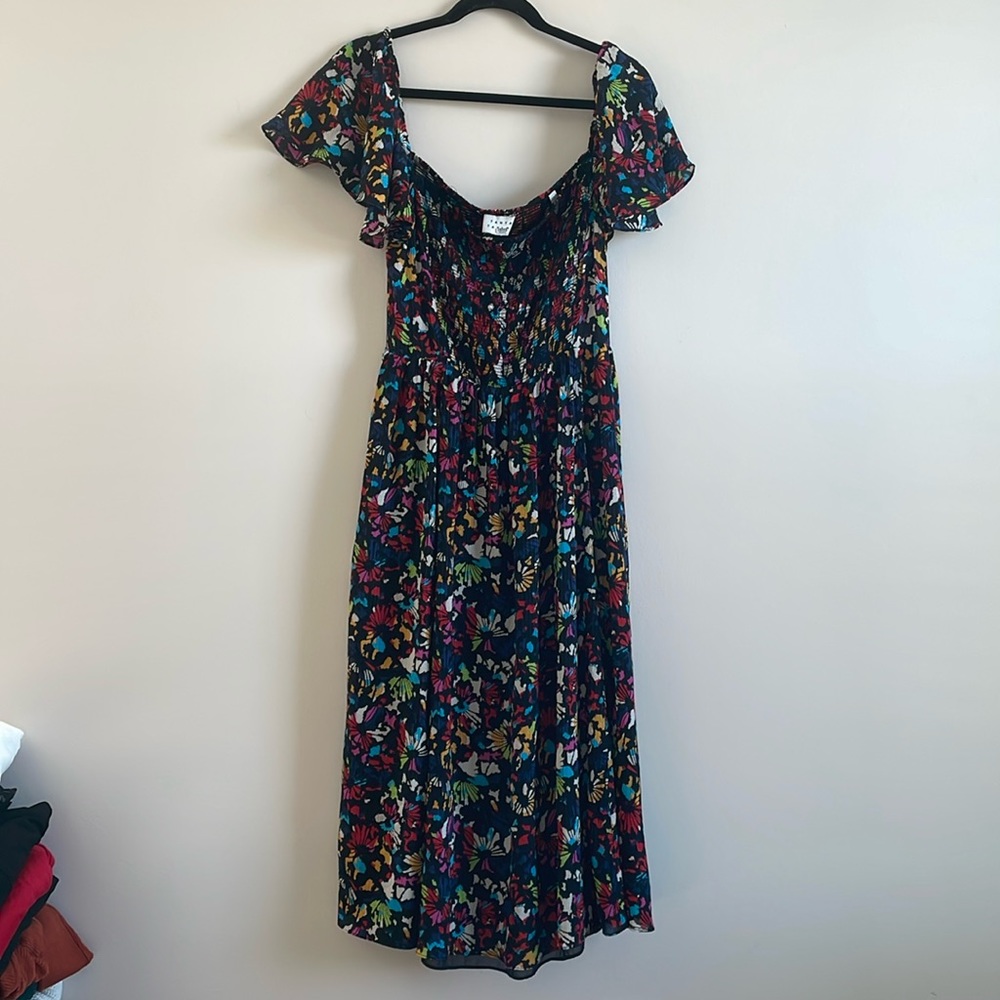 Tanya Taylor Black Floral Silk Dress- Size S